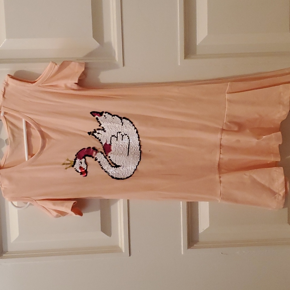Girls super cute peach swan dress